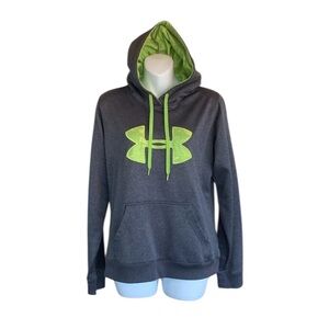 Under Armour hoodie women's M "UA Storm” Semi-fitted, Grey,neon green Logo EUC